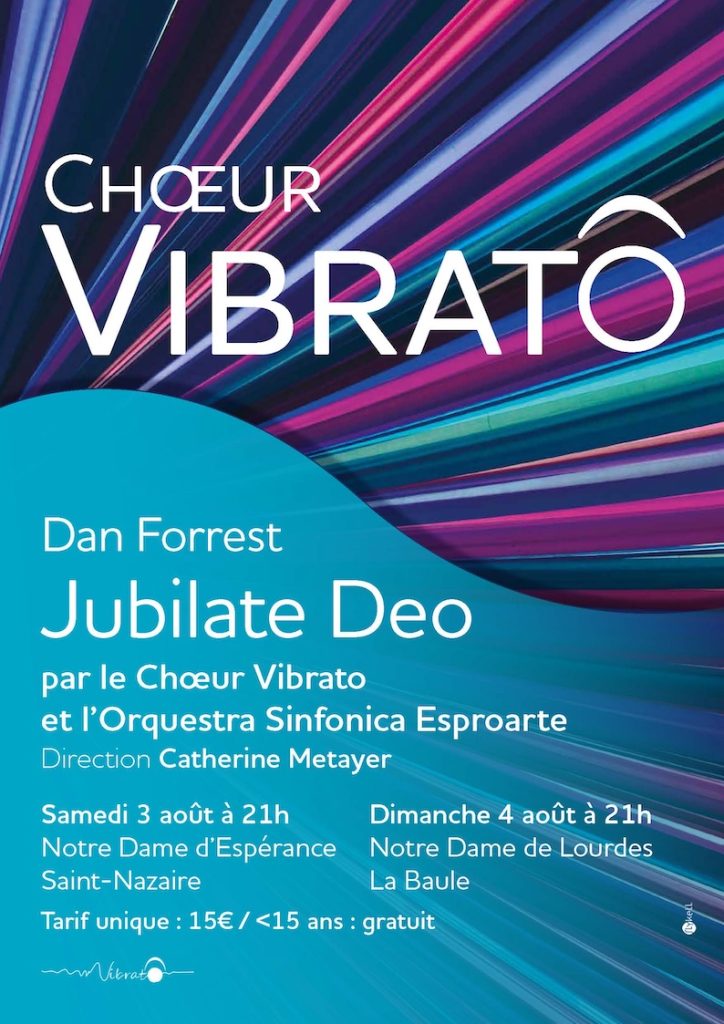 Affiche de concert pour le chœur Vibrato Dan Forrest Jubilate Deo