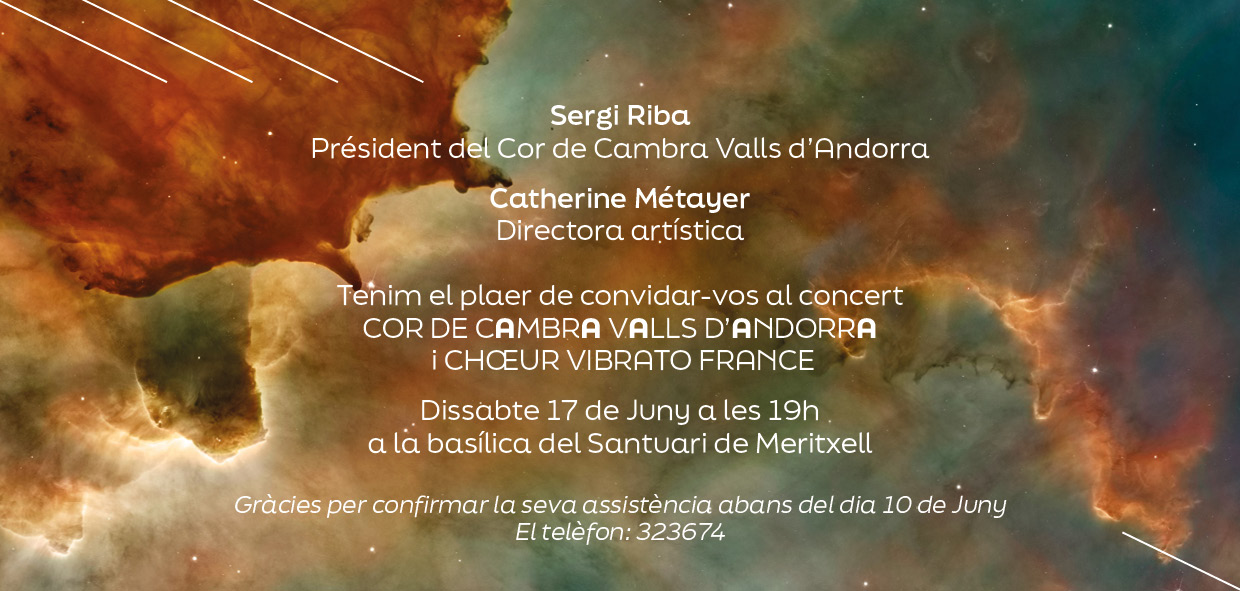 Carton d'invitation concert du Cor de Cambra valls d'Andorra juin 2023