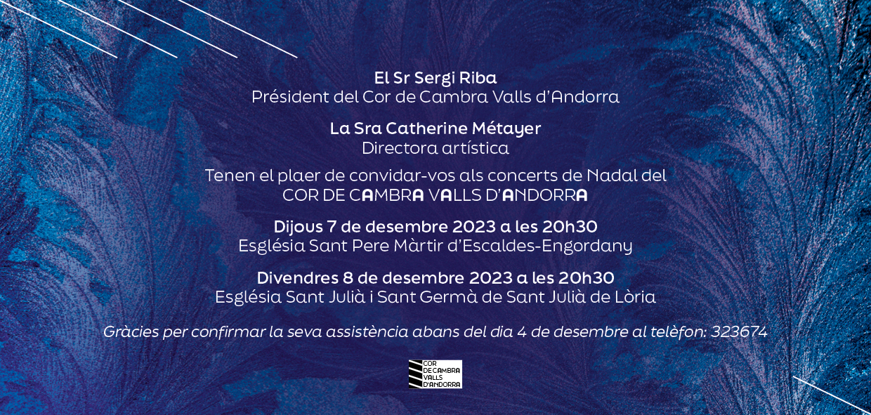 Carton d'invitation concert du Cor de Cambra valls d'Andorra décembre 2023