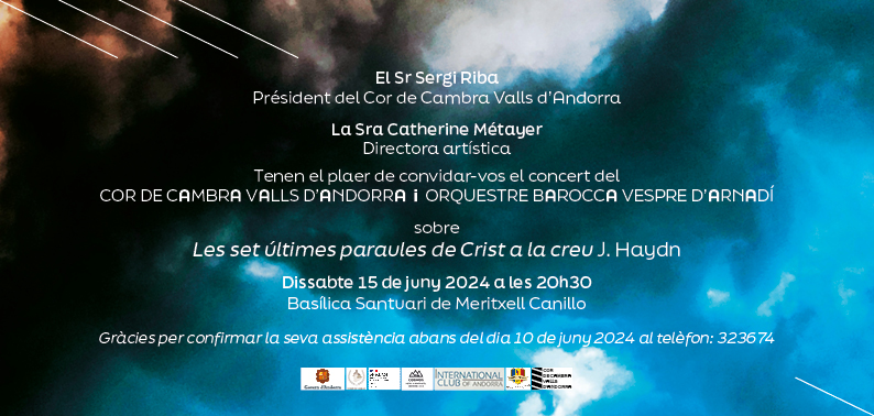 Carton d'invitation concert du Cor de Cambra valls d'Andorra juin 2024