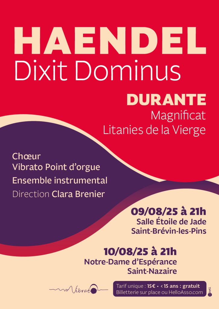 Affiche pour le concert du chœur Vibrato de La Baule : Haendel Dixit Dominus