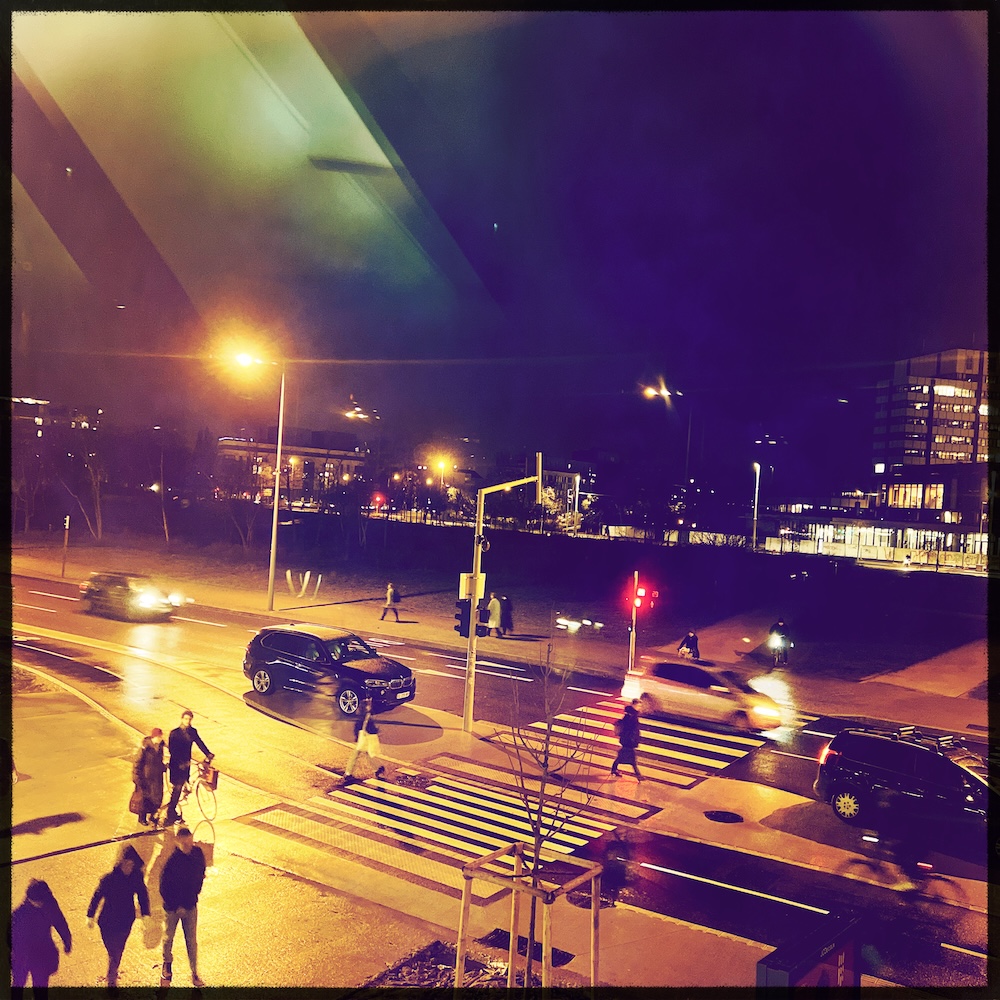 Vue nocturne depuis la Cité de la musique et de la danse, Strasbourg