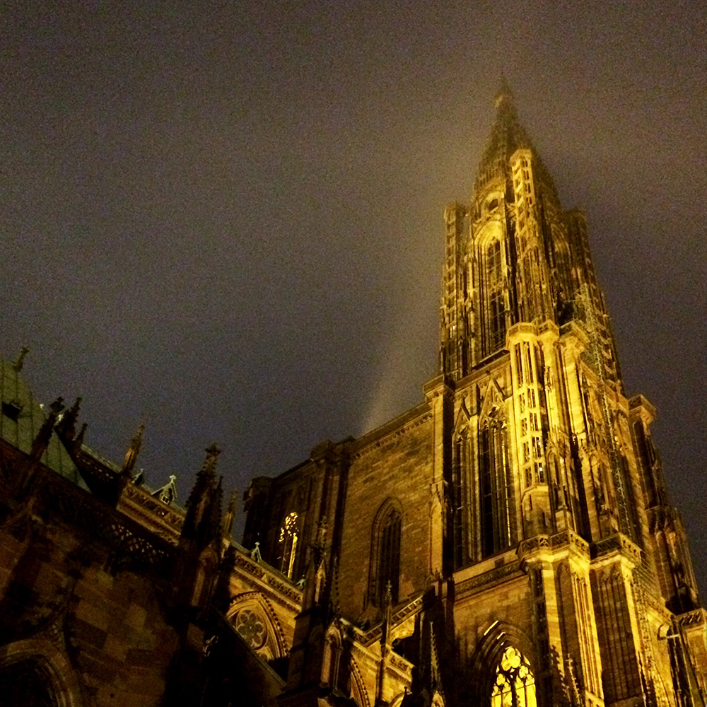 Strasbourg cathedral by night